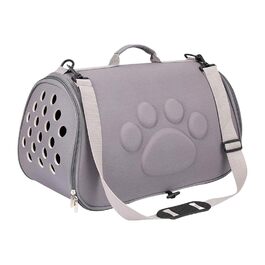 Транспортна сумка для кота - переноска для вигулу та подорожей | Складана переноска для тварин сірого кольору M