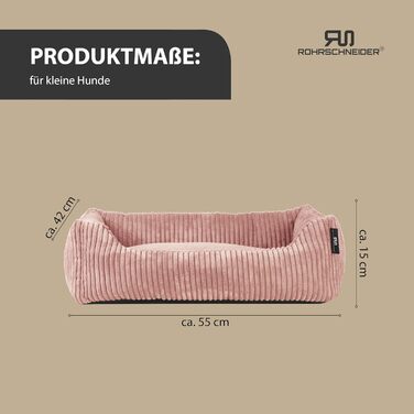 Ляжка для собак | для маленьких собак | з подушкою Cord | знімний чохол | з мискою для корму (55 x 42 см, пудрово-рожевий)