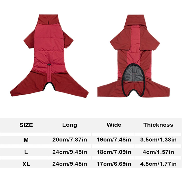 Флісовий теплий зимовий одяг для собак з капюшоном, водонепроникний, з простроченим спинком, регульований, з отвором для повідка (Red XL)