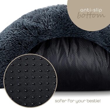 М'яке ліжко для собак та котів Paco Home: кругла подушка-донать, бежевий колір, розмір Ø100 см, 100x100x20 см, зручне та миється