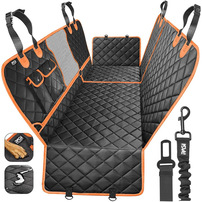 Водонепроникний захист для автосидіння собаки RAGI - 4в1: килимок, захист заднього сидіння, з кріпленням, стійкий до подряпин та ковзання. Підходить для всіх авто