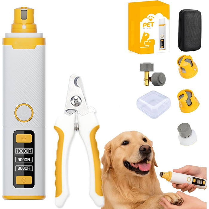 Набір для догляду за кігтями собак Premium, електричний точило з 3 рівнями швидкості, з ножицями для кігтів, безпечний та безстресовий догляд за улюбленцем (1 шт.)