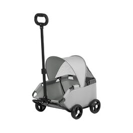 Транспортний візок для собак, маленький візок-будка, складаний з ременем безпеки, сірий, легкий, для собак до 7 кг, для перевезення, прогулянок на вулиці