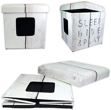 Кішка-будиночок/пуф D&D 434-431603 для сну, ігор та відпочинку, білий