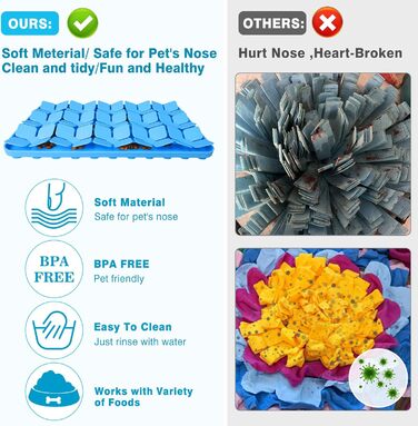 Інтерактивна килимок для собак, 2 шт. Силіконовий килимок для носа собак, для тренування нюху та повільного годування, сприяє природному пошуку їжі та зняттю стресу, розмір M-8'X13', блакитний колір