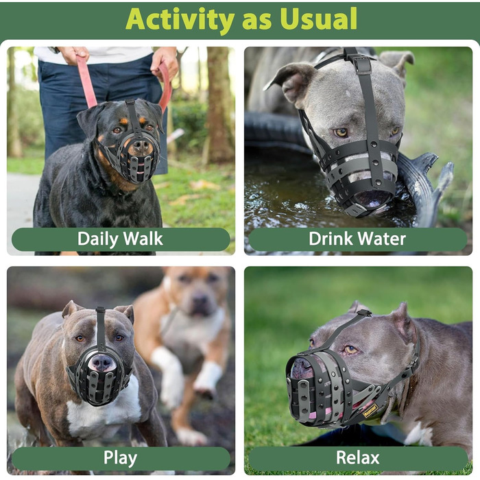 Нашийник-маска для собак Mayerzon Pitbull, L (обхват морди 29-33 см), чорний/сірий. Захист від укусів, безпечний для грумінгу та візитів до ветеринара.