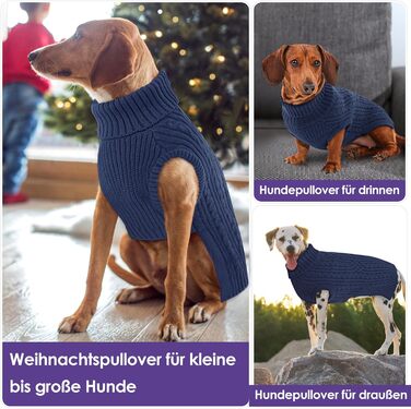 Теплий пуловер для собак AOFITEE для дрібних порід, текі, з коміром-горловиною, зимовий, блакитний (S)