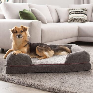 Ортопедичне собаче ліжко з знімним та пральним чохлом, неслизьке, темно-сірий колір, розмір L (106x80x18 см)