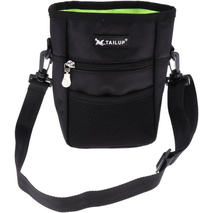 Сумка для корму для собак D DOLITY | Лежачка для дресирування собак | Сумка для ласощів з плечовим ременем | Сумка для перекусів для собак, для активного відпочинку на вулиці - Чорна