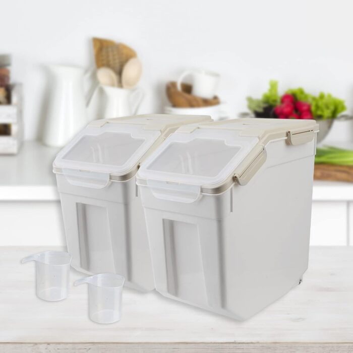 Контейнер для зберігання корму для собак AnRui, 13.6 кг, сірий, з герметичним кришкою, для корму котів, мюслі, зерна, борошна