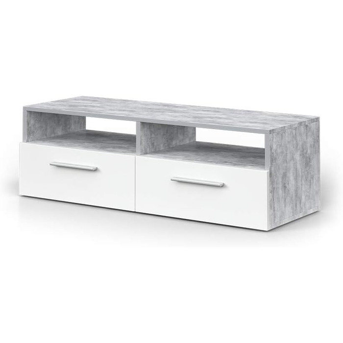 Тумба під телевізор Vicco Diego, білий глянець, 95x38 см, бетон