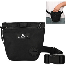 Сумка для ласощів для собак з магнітною застібкою та регульованим поясом, навчальна сумка, портативна сумка для перекусів для прогулянок на відкритому повітрі (Чорний, принт з тваринами)