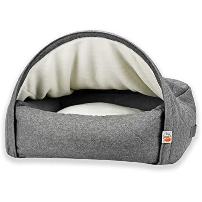Sleepy Fox® Преміум ліжко-печера для собак та котів - нагороджений, запатентований дизайн (Сірий, стеганий, розмір Medium: 85x75x55 см)