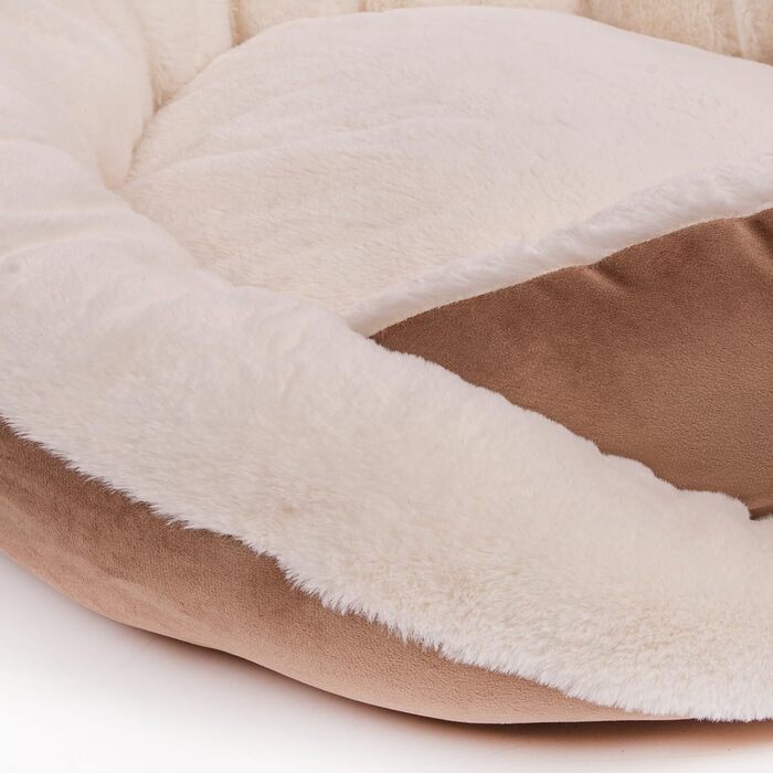 Кругле ліжко для собак Wallace & Jones Grace - зручне лежання для середніх собак | М'яке ліжко з бортиками, неслизьке | Колір коричнево-бежевий | Розмір M | 60 x 60 x 18 см