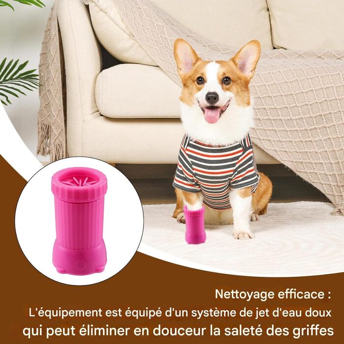 Автоматичний мийка лап для собак | USB, для дому та прогулянок | для середніх та великих порід | Рожевий