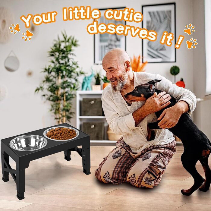 Набір мисок для собак з регульованою висотою, 2 шт. з нержавіючої сталі, для великих, середніх та малих собак