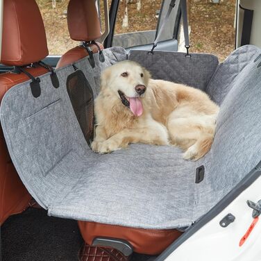 Автоматик для собак у машину 137x147 см, захист для заднього сидіння з кріпленням для ременя безпеки, водовідштовхуючий, стійкий до подряпин, сірий