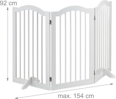 Захисне ворота Relaxdays для собак, 92x154 см, 3 елементи, білий, розкладне