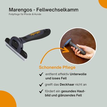 Гребінець для шерсті коня та собаки Marengos | Видаляє підшерсток та зимове хутро | Здорове шкірне покриття та блискуча шерсть | Гребінець для гриви коня | Допомога у линянні коней та собак | Аксесуари для коней