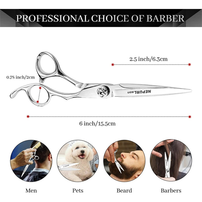 Набір професійних ножиць для грумінгу собак 6 дюймів: прямі та розріджуючі ножиці з нержавіючої сталі 440
