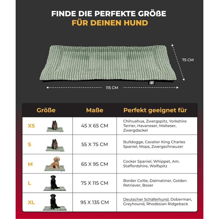 М'яка ковдра для собак L (75x115 см) – Антиковзаюча – Зручна ковдра для собак – Зелений колір, Made in Germany