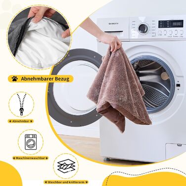 Ортопедичне ліжко для собак маленьких та середніх порід, 52x41x16 см, м'яке та зручне, кошик для собак з високим бортиком, знімний та пральний чохол, неслизьке, для дому та авто (темно-коричневий, S)