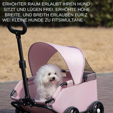 Транспортний візок для собак, маленька візок-будка для собак, складаний з ременем безпеки, легкий причіп для собак до 7 кг, для перевезення, прогулянок на вулиці (рожевий)
