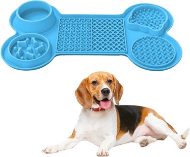 Килимок для годування кошенят та цуценят з 5 присосками, здорове харчування, різні дизайни (блакитний)