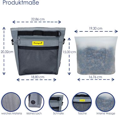 Сумка для ласощів для собак, багатофункціональна сумка для прогулянок з силіконовим кишеньком, мішок для корму для дресирування собак та дозатор ласощів, ідеальна для активного відпочинку на вулиці (Чорний 4 чашки) (6. Сірий 4 чашки)