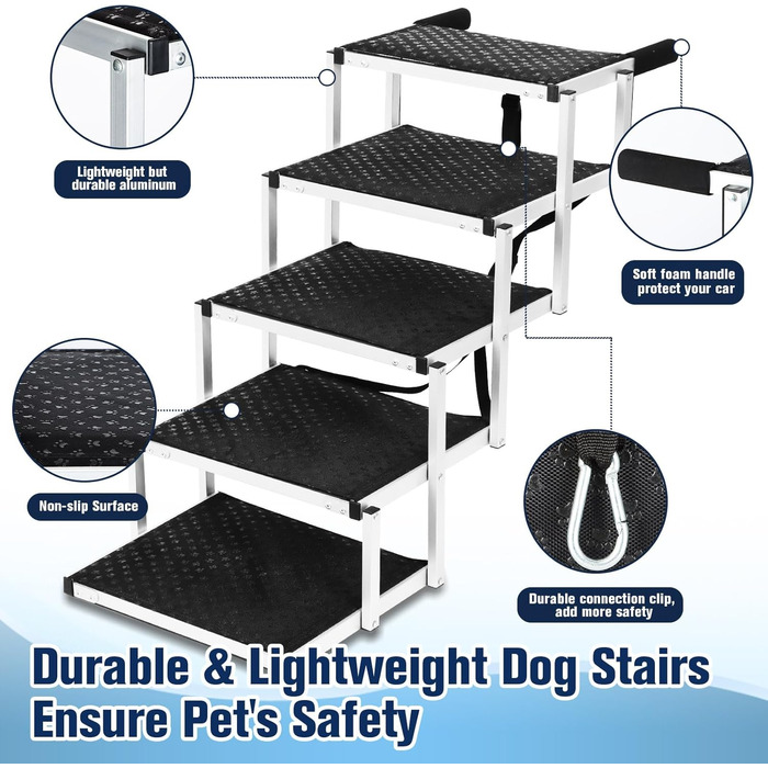 Сходинки для собак великих порід: портативні, складні, з антиковзким покриттям, для авто, SUV, вантажівок (до 80 кг, 5 сходинок)