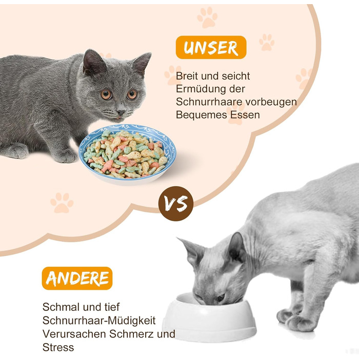 Набори мисок для котів з кераміки Katzennäpfe - 6 шт. Миски для корму котів, широкі та плоскі, місткістю 250 мл, білий колір, стиль мінімалізм, безпечні для мікрохвильовки та мийки