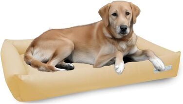Ортопедичний лежак для собак Visco з екошкіри, розмір M, 100 x 75 см. Лежанка для собак, собачий диван, лежаки для собак (XL: 120 x 90 см, кремовий)