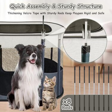 Клітка-загон для собак та котів, 90x70x60 см, сірий, складана, для цуценят