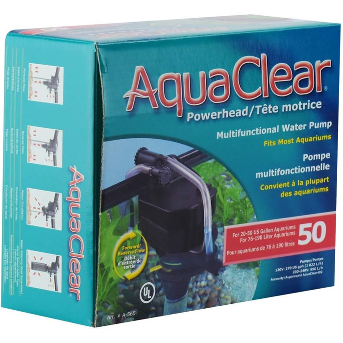 Помпа AquaClear A565 Powerhead 50 для акваріумів 76-190 л, 10 Вт, універсальна (донний, швидкий, біофільтр, циркуляційний насос)