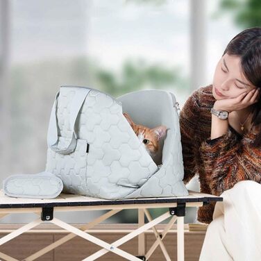 Транспортна сумка для собак та котів PJDDP, сумка-переноска для подорожей та прогулянок, зелена з візерунком ромбіків