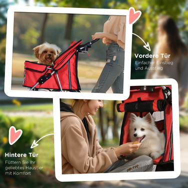 PawHut Dog Buggy Візок для собак червоного кольору, Коляска для собак Коляска Джоггер Причіп, легкий і складаний | Аосом