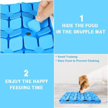 Інтерактивна килимок для собак, 2 шт. Силіконовий килимок для носа собак, для тренування нюху та повільного годування, сприяє природному пошуку їжі та зняттю стресу, розмір M-8'X13', блакитний колір