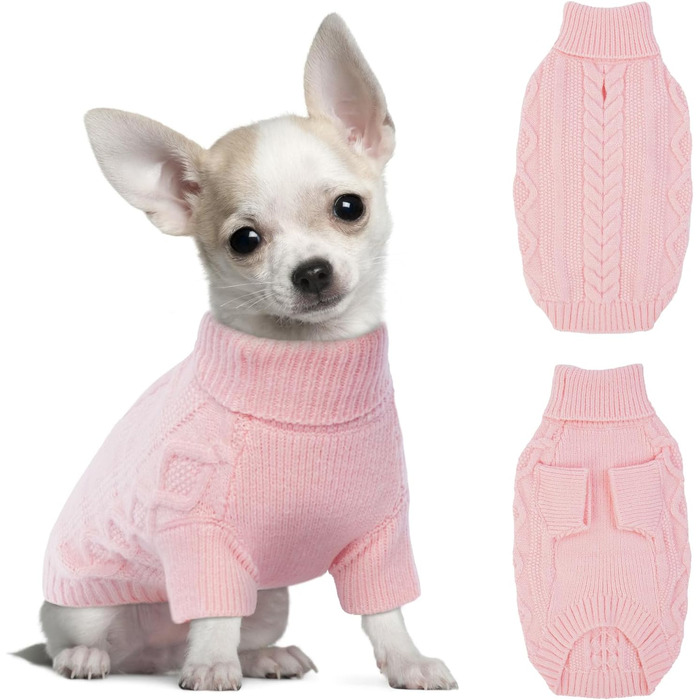 Пуловер для собак Hjumarayan для маленьких порід - простий та елегантний, теплий, з отвором для повідка, рожевий, XS (30см, 23см)