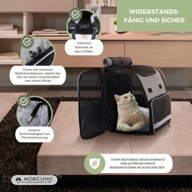 Рюкзак-переноска для котів та собак Mobiclinic® Pets, складаний, з вентиляцією, з аксесуарами, регульований, 37x29x37x5 см