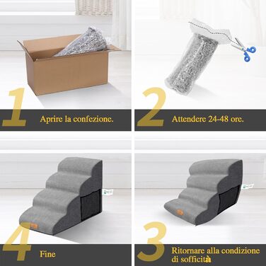 Сходинка для собак Masthome: 3 сходинки, 40 см, для маленьких собак та котів, сіра (губка)