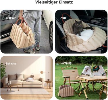 Автомобільний лежак для собак у вигляді накидки на сидіння, 55x42x42 см, темно-хакі