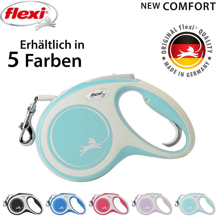 Рулетка для собак Flexi New Comfort, M, 5 м, блакитна