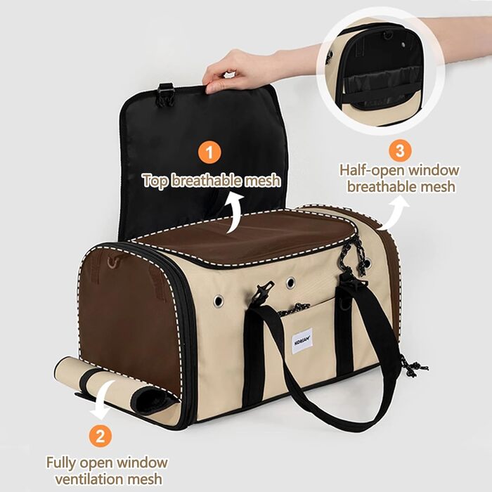 Транспортна сумка для домашніх тварин Galatée, складана переноска для кота, придатна для авіаперельотів, м'яка переноска для кота, захист приватності, миюча переноска для собак та котів для дому та подорожей (S, сірий)