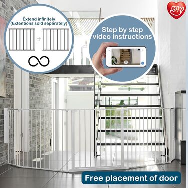 Захисне бар'єр BabyDan Flex XXL, 90-350 см, чорний, датського виробництва - для каміну, сходів, поділу кімнат, безпеки дітей та тварин