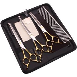 Набір для грумінгу собак: ножиці для шерсті, ножиці для фінальної обробки, гребінець, нержавіюча сталь