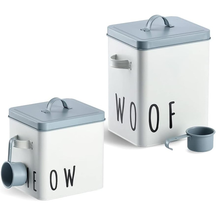 Миска для корму тварин Zeller 'Woof', метал, білий/блакитний, 23.4 x 16.2 x 23.2/25.8 см