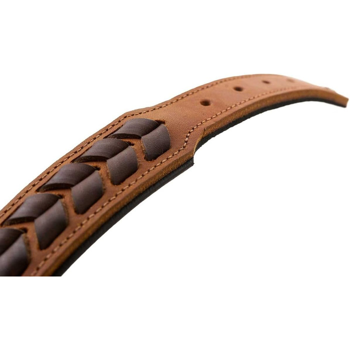 Нашийник для собак HUNTER EL PASO, шкіряний, плетіння, розмір S-M, колір cognac/чорний