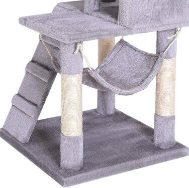 Дерево для котів Lionto з гамаком та тунелем, 133 см, з сизалевого мотузка та м'якого плюшу, з лежаками та печерами, підходить для котів будь-якого розміру, сірий