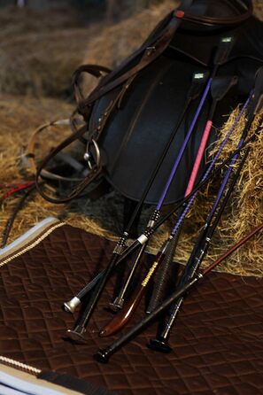 Вертикальна батигова для конкурсу Snowbee Pferd und Pony, чорна, з ручкою-діамантом та нейлоновою бахромою #10, довжина 110 см