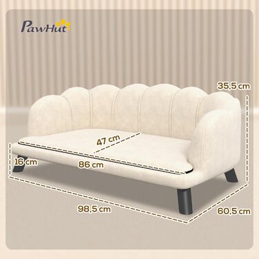 Лежак-диван PawHut для собак і котів, сучасний дизайн, мушля, 98x60x35 см, м'яка подушка, велюр, зелений